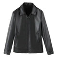 Men's autumn-winter leather sports jacket by MANDOTOS, featuring a stylish design and warm lining for cold weather.
