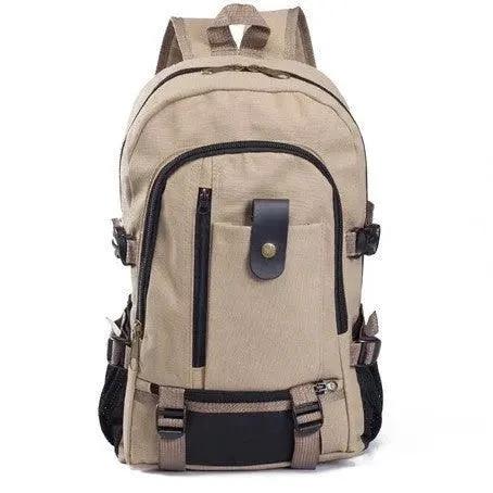 Mandotos men's canvas backpack with multiple compartments and adjustable straps, ideal for students and everyday use.