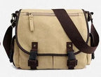 Men's canvas shoulder bag by MANDOTOS, multifunctional messenger bag with adjustable strap and multiple compartments.