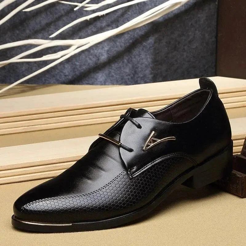 Men's casual leather shoes by MANDOTOS featuring brown leather uppers and stylish lace-up design.