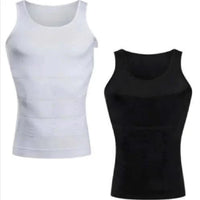 Mandotos men's contour shaper vest shown on a model, designed to provide slimming and support with a snug fit.