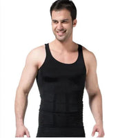 Mandotos men's contour shaper vest shown on a male model, designed to enhance chest and waist shape with a snug fit.