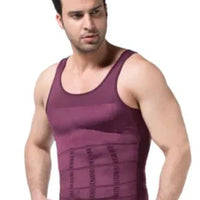 Mandotos men's contour shaper vest showing a snug fit, designed to enhance body silhouette and provide shaping support.