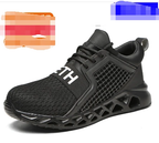 Men's cushioned running shoes by MANDOTOS showing a sleek black and gray design with breathable mesh upper and supportive sole.