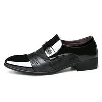 Men's formal shoes by MANDOTOS featuring sleek black leather design and polished finish for professional attire.