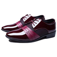 Men's formal shoes by MANDOTOS featuring sleek black leather design and classic lace-up style for elegant occasion wear.