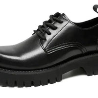 Men's leather Martin shoes with thick cushioned soles by MANDOTOS, stylish footwear featuring durable leather and comfortable design.