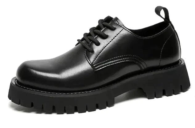 Men's leather Martin shoes with thick cushioned soles by MANDOTOS, stylish footwear featuring durable leather and comfortable design.