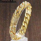 Men's gold chain bracelet by MANDOTOS featuring a sleek, luxe design with interconnected links for stylish wristwear.