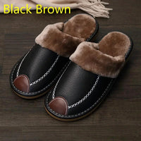 Men's luxury leather slippers by MANDOTOS featuring soft leather material and comfortable slip-on design.