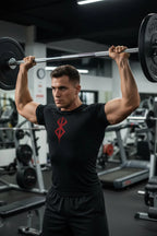 Mandotos men's short sleeve compression rash guard shirt with colorful print, quick-dry fabric, ideal for gym workouts and athletic activities.