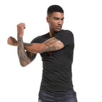 Mandotos men's short sleeve compression rash guard shirt with print, quick dry fabric, designed for gym workouts and athletic activities.