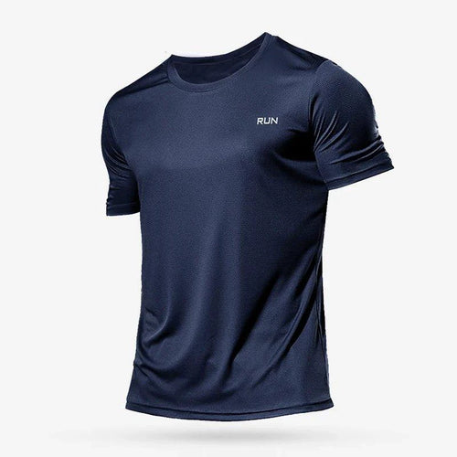 Men's quick dry compression fitness T-shirt by MANDOTOS, shown in black with a snug fit and moisture-wicking fabric.