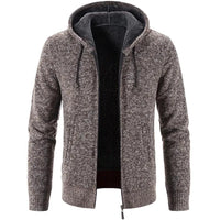 Men's stylish fleece cardigan jacket by MANDOTOS, featuring a cozy design with a button-up front and ribbed cuffs.