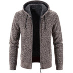 Men's stylish fleece cardigan jacket by MANDOTOS, featuring a cozy design with a button-up front and ribbed cuffs.