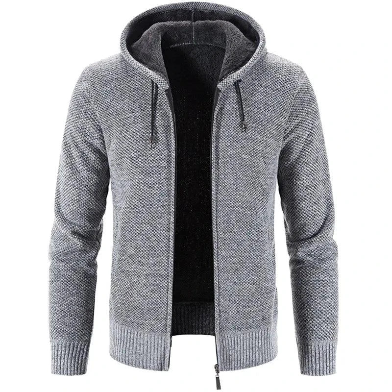 Men's stylish fleece cardigan jacket by MANDOTOS, featuring a cozy knit design, front buttons, and a versatile casual look.