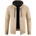 Men's stylish fleece cardigan jacket by MANDOTOS, featuring a cozy knit design and full front button closure.