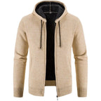 Men's stylish fleece cardigan jacket by MANDOTOS, featuring a cozy knit design and full front button closure.