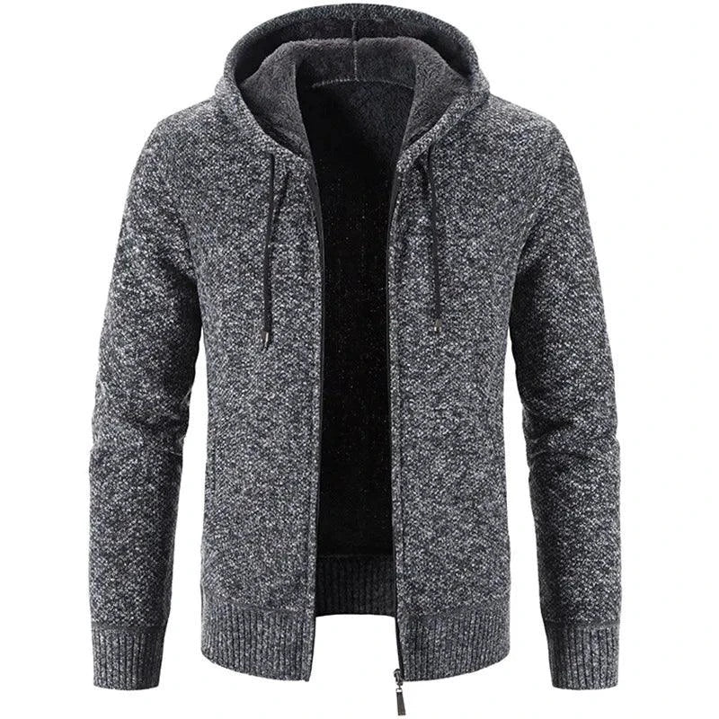 Men's stylish fleece cardigan jacket by MANDOTOS, featuring a cozy knit design and button closure, perfect for casual wear.