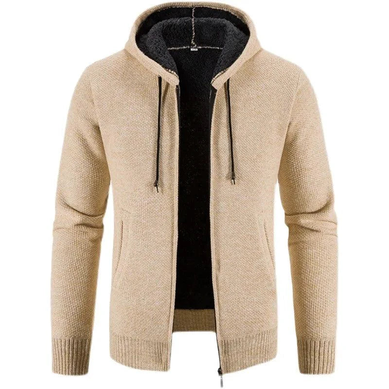 Men's stylish fleece cardigan jacket by MANDOTOS, shown in a cozy, soft fabric with a button-up front and casual fit.