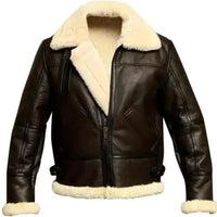 Men's stylish winter leather jacket with fur lining by MANDOTOS, featuring a sleek design and warm, durable material.