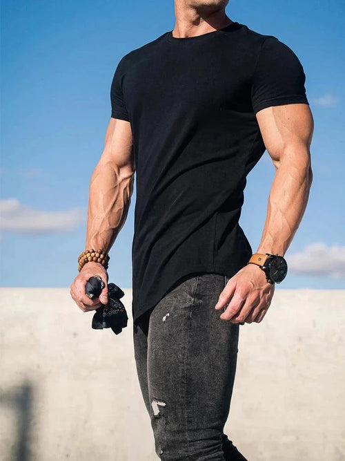 Mandotos men's summer muscle T-shirt for gym workouts, sleeveless athletic top with breathable fabric and athletic fit.