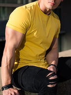 Mandotos men's summer muscle T-shirt for gym workouts, sleeveless athletic shirt with breathable fabric and athletic fit.