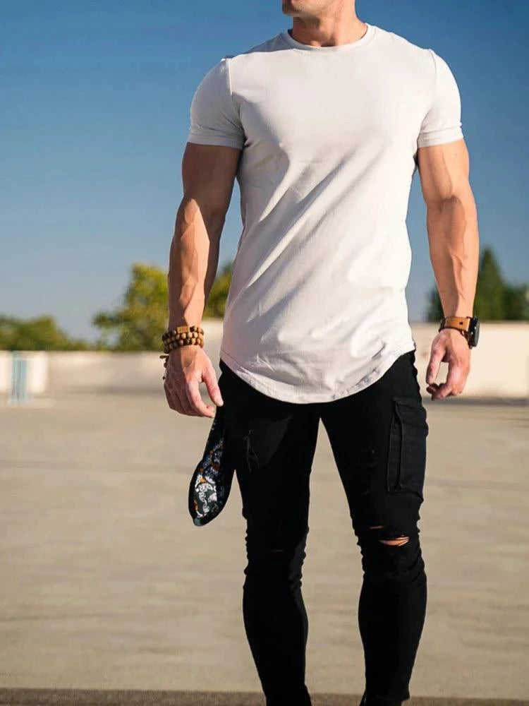 Mandotos men's summer muscle T-shirt for gym workouts, sleeveless athletic top with breathable fabric and muscle-fit design.