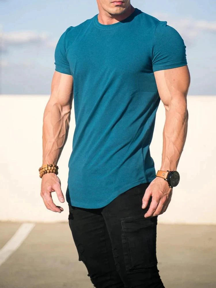 Men's summer muscle T-shirt by MANDOTOS, designed for gym workouts, featuring a sleeveless athletic fit and breathable fabric.