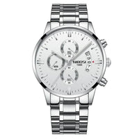 Mandotos men's stylish watch with a sleek metal band and round dial, showcasing modern design and craftsmanship.