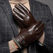 Men's winter leather gloves by MANDOTOS, featuring a snug fit and classic design for cold weather warmth and style.