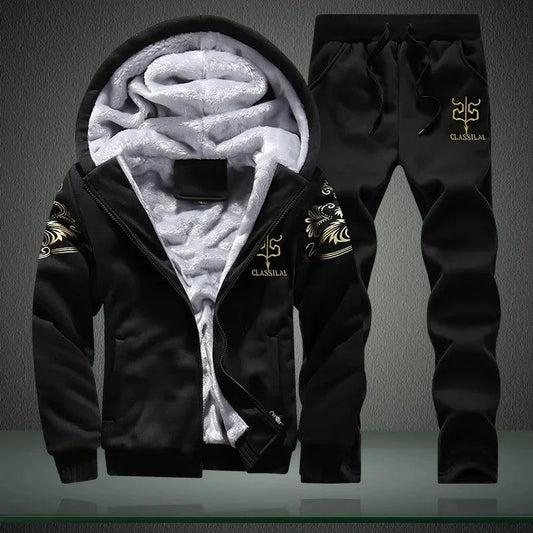 Men's winter sports set by MANDOTOS, stylish and warm 2-piece outdoor ensemble with jacket and pants for winter adventures.