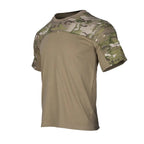 Mandotos men's camouflage tactical combat shirt with breathable fabric, suitable for hunting, outdoor activities, and workouts.