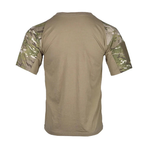 Mandotos men's camouflage tactical T-shirt with breathable fabric, suitable for hunting, outdoor activities, and workouts.