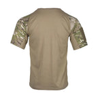 Mandotos men's camouflage tactical T-shirt with breathable fabric, outdoor hunting and workout clothing, featuring a camouflage pattern.