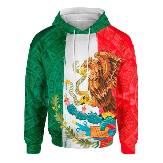 Mandotos Mexico 3D eagle print pullover hoodie in soft corduroy fabric, featuring a bold eagle graphic on the front.