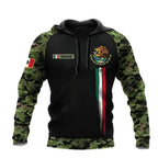 Mandotos Mexico 3D eagle print pullover hoodie in soft corduroy fabric, featuring a bold eagle graphic on the front.