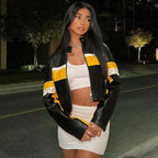 Mandotos Mosaic Leather Jacket featuring a colorful mosaic pattern, stylish fit, and high-quality leather for a bold, modern look.