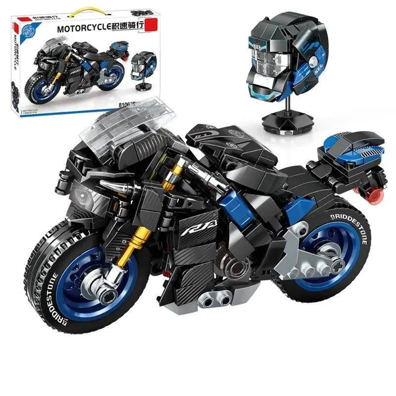 Mandotos motorcycle model educational toy featuring a detailed, colorful plastic motorcycle for learning and play.