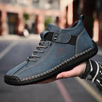 Mandotos handmade leather casual men's sneakers with breathable design, ankle boots, outdoor suitable, stylish and comfortable footwear.