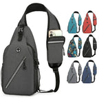 Mandotos men's multifunctional shoulder crossbody bag made of durable canvas with multiple compartments and a chest strap.