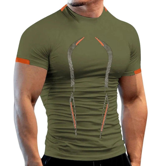 Mandotos men's summer breathable gym T-shirt, quick-drying jogging and training top for running and fitness activities.