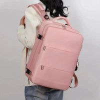 Mandotos large-capacity travel backpack for women with dry and wet compartments, ideal for college and travel use.