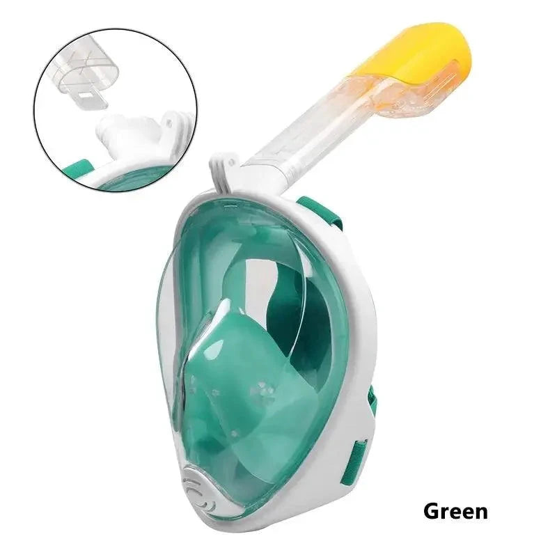 Mandotos OceanView snorkel mask with 180° panoramic vision, designed for clear underwater views during snorkeling adventures.