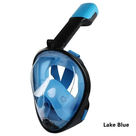 Mandotos OceanView snorkel mask with 180° panoramic vision, featuring a clear silicone face skirt and adjustable strap for underwater exploration.