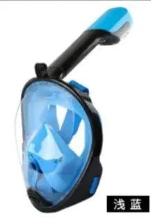 Mandotos OceanView snorkel mask with 180° panoramic view, highlighting the mask's design and wide underwater visibility.