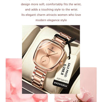 Mandotos POEDAGAR elegant women's quartz watch with waterproof stainless steel band, stylish timepiece for confident ladies
