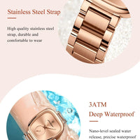 Mandotos POEDAGAR women's quartz watch with waterproof stainless steel band, elegant design for confident ladies.
