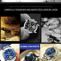 Mandotos POEDAGAR men's square chronograph watch with luminous dial, waterproof stainless steel case, and quartz movement.