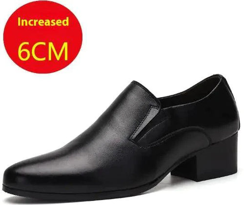 Mandotos pointed leather men's elevator shoes made of genuine leather, stylish and comfortable for everyday wear.
